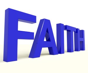 Faith Word Showing Spiritual Belief Or Trusting